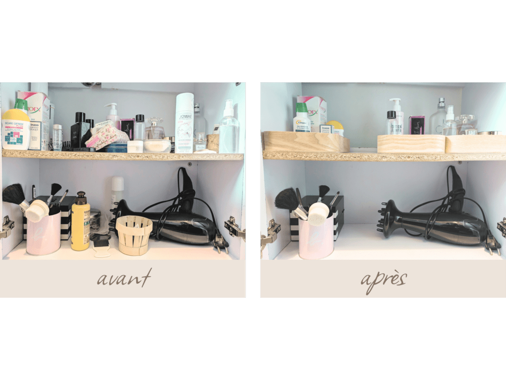 Photo Avant/Après d'un meuble de salle de bain | Détox maison | Home organising